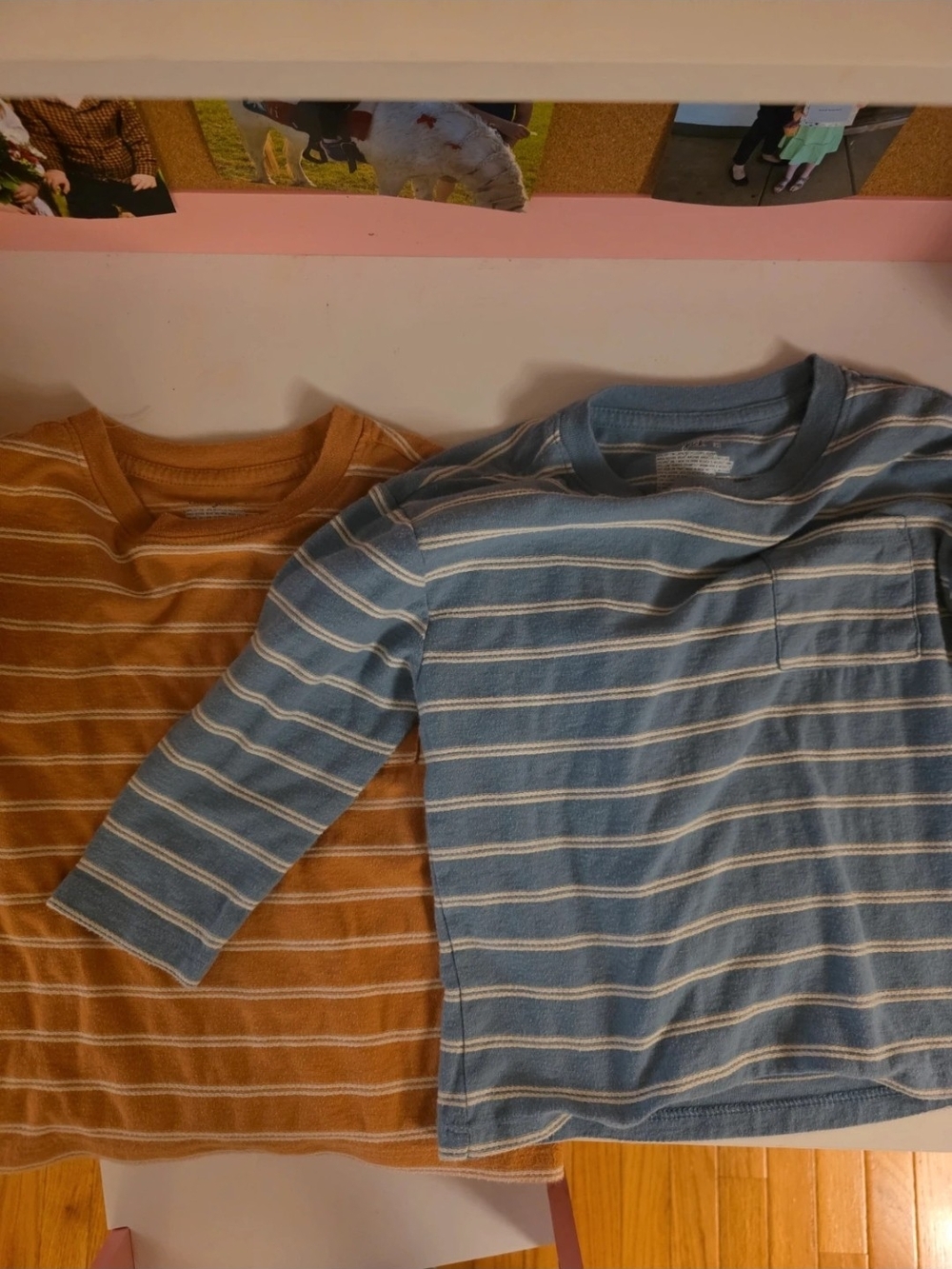 Cat & Jack Striped Long-Sleeve Tees in Blue and Mustard
